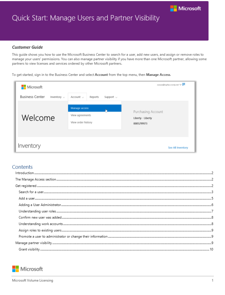 Microsoft Business Center Quick Start Guide: Licensing Lore & Law